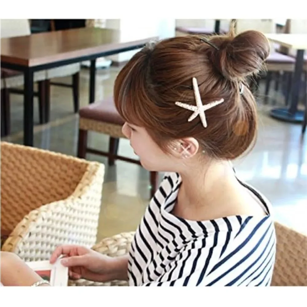 SILVER starfish sea hair clip